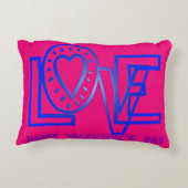 ピンク色の青のバレンタインのアクセント枕で愛 アクセントクッション (裏面)