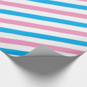 ピンク色の青ストライプ色の性別でパーティーラップを表示 ラッピングペーパー (角)