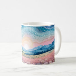 ピンク色の風景の幸せ コーヒーマグカップ