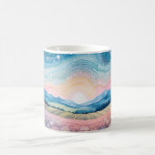 ピンク色の風景の幸せ コーヒーマグカップ (中央)