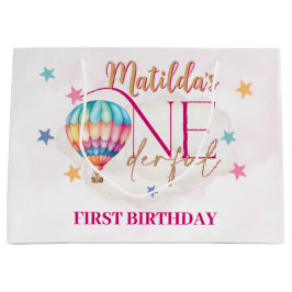 ピンク色の風船に大抱き枕 ラージペーパーバッグ