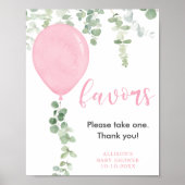 ピンク色の風船に緑の赤ちゃんシャワーを支持 ポスター (正面)