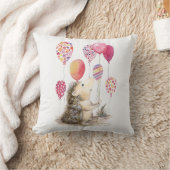 ピンク色の風船を持つハリネズミ クッション (ブランケット)