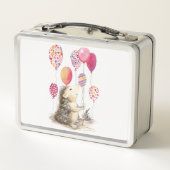 ピンク色の風船を持つハリネズミ メタルランチボックス (裏面)