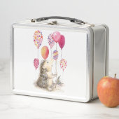 ピンク色の風船を持つハリネズミ メタルランチボックス (インサイチュ)