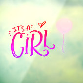 ピンク色の風船を持つ女の子だ ウィンドウサイン (シート3)