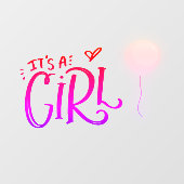 ピンク色の風船を持つ女の子だ ウィンドウサイン (シート)