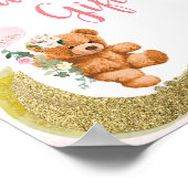 ピンク色の風船テディベアのカードとギフトポスター ポスター (角)