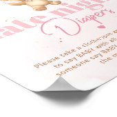 ピンク色の風船テディベア深夜おむつ ポスター (角)