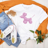 ピンク色の風船動物かわいい犬 Tシャツ