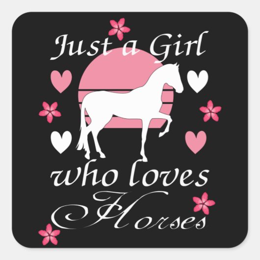 ピンク色の馬が大好きなバラ スクエアシール (正面)