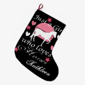 ピンク色の馬が大好きなバラ ラージクリスマスストッキング (正面 (吊り時))
