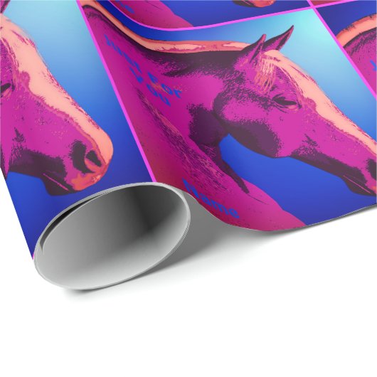 ピンク色の馬パーソナライズされた頭 ラッピングペーパー (ロールコーナー)
