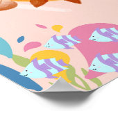 ピンク色の魚が可愛い海。 ポスター (角)