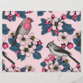 ピンク色の鳥と花 (裏面)