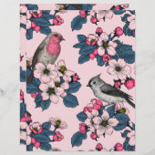 ピンク色の鳥と花 (正面/裏面)