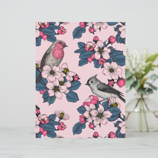 ピンク色の鳥と花 (スタンド正面)