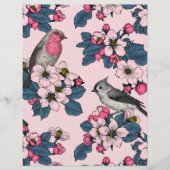 ピンク色の鳥と花 (正面)