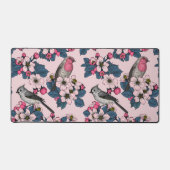 ピンク色の鳥と花 デスクマット (正面)