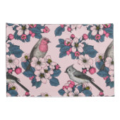 ピンク色の鳥と花 枕カバー (裏面-右)