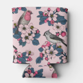 ピンク色の鳥と花 缶クーラー (裏面)