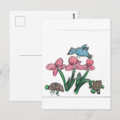 ピンク色の鳥の花 ポストカード (正面/裏面)