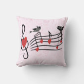 ピンク色の鳥を愛する音楽 クッション (正面)