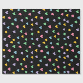 ピンク色の黄色いハート形のギフトラッピング紙 ラッピングペーパー (フラット)