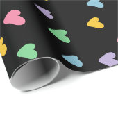 ピンク色の黄色いハート形のギフトラッピング紙 ラッピングペーパー (ロールコーナー)