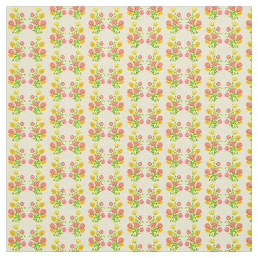 ピンク色の黄色いポピーの花 ファブリック (見本)