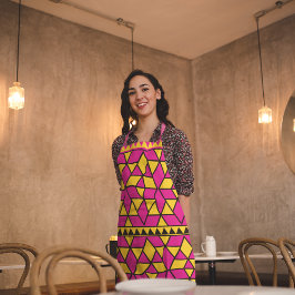 ピンク色の黄色い三角形 エプロン