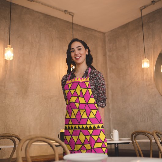 ピンク色の黄色い三角形 エプロン