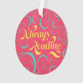 ピンク色の黄色い渦巻き形が常読に本風 オーナメント (正面)