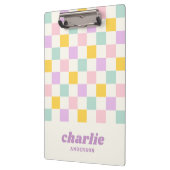 ピンク色の黄色い紫の青いチェッカーボード クリップボード (左)