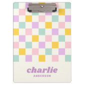 ピンク色の黄色い紫の青いチェッカーボード クリップボード (正面)