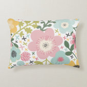 ピンク色の黄色い花のモダンフローラ アクセントクッション (正面)