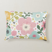ピンク色の黄色い花のモダンフローラ アクセントクッション (裏面)