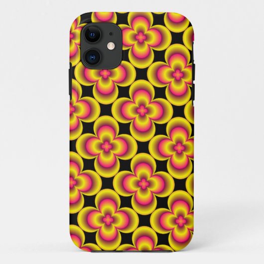 ピンク色の黄色い花ケース Case-Mate iPhoneケース (裏面)