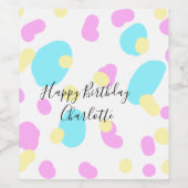 ピンク色の黄色がかった誕生日の子供たちはアブストラックを形成する ワインラベル (シングルラベル)