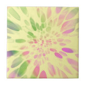 ピンク色の黄色と緑のタイ染料 タイル (正面)