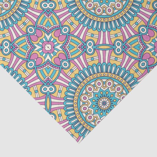 ピンク色の黄色と緑の万華鏡のように千変万化するパターンの花 薄葉紙 (詳細)