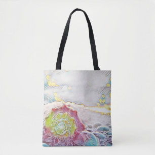 ピンク色の黄色と青の海絵画の色 トートバッグ