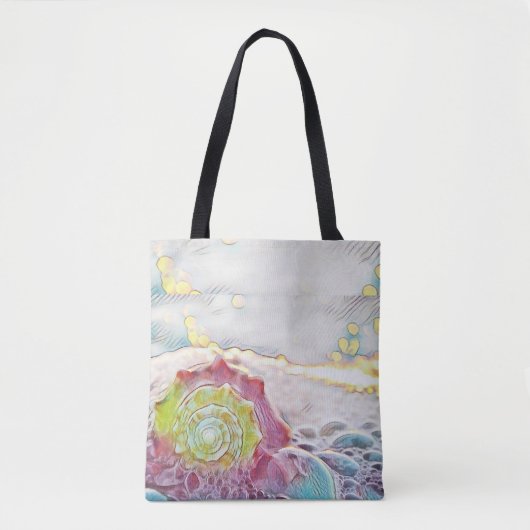 ピンク色の黄色と青の海絵画の色 トートバッグ (正面)