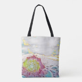 ピンク色の黄色と青の海絵画の色 トートバッグ (裏面)