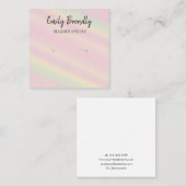 ピンク色の黄色のストライプイヤリング表示名刺 スクエア名刺 (正面/裏面)