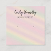 ピンク色の黄色のストライプイヤリング表示名刺 スクエア名刺 (正面)