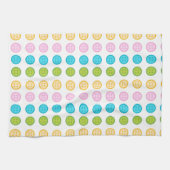 ピンク色の黄色のボタンパターンアクセサリートレンディー キッチンタオル (横)