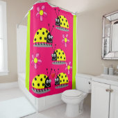 ピンク色の黄色のレディバグの子供たちのショーカーテン シャワーカーテン (インサイチュ)