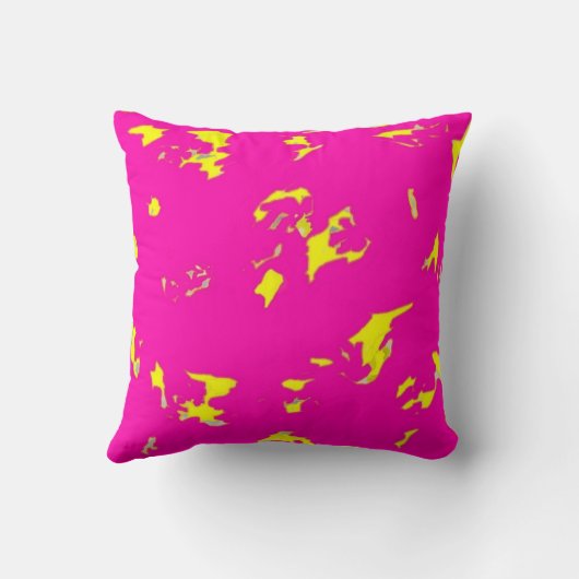 ピンク色の黄色の抽象芸術パターン クッション (裏面)