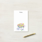 ピンク色の黄色の水色のバラ |素朴なホイールバロー ポストイット (デスク上)